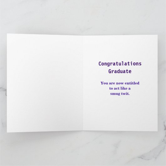 Gefeliciteerd Afstuderen grappig vers binnen Kaart (Binnen)