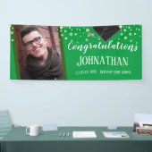 Gefeliciteerd Afstuderen Green Confetti Foto Spandoek (Beurs)