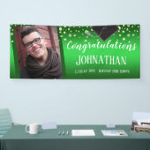 Gefeliciteerd Afstuderen Green Confetti Foto Spandoek (Beurs)