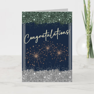 Gefeliciteerd Afstuderen Green & Silver Sparkle Kaart