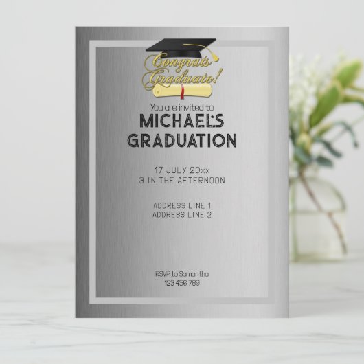 Gefeliciteerd Afstuderen grijs Afstuderen Kaart (Staand voorkant)