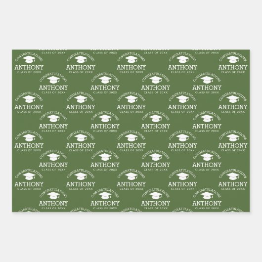 Gefeliciteerd Afstuderen Groen leger van Gradua Ca Inpakpapier Vel (Voorkant)