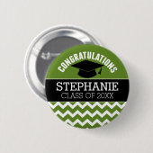 Gefeliciteerd Afstuderen - Groen zwart Afstuderen Ronde Button 5,7 Cm (Voorkant /achterkant)