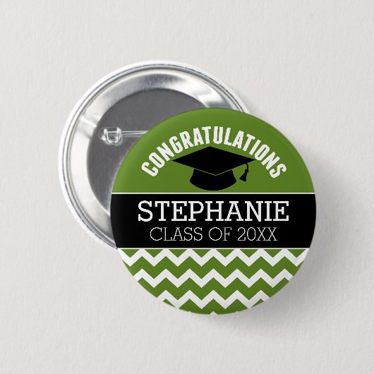 Gefeliciteerd Afstuderen - Groen zwart Afstuderen Ronde Button 5,7 Cm (Voorkant /achterkant)