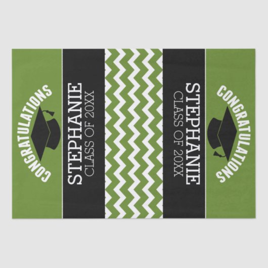 Gefeliciteerd Afstuderen - Groen zwart Afstuderen Tissuepapier (Voorkant)