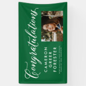 Gefeliciteerd, afstuderen groene foto spandoek (Verticaal)