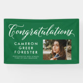 Gefeliciteerd, afstuderen groene foto spandoek (Horizontaal)
