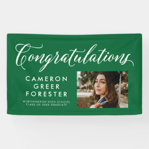 Gefeliciteerd afstuderen groene foto spandoek
