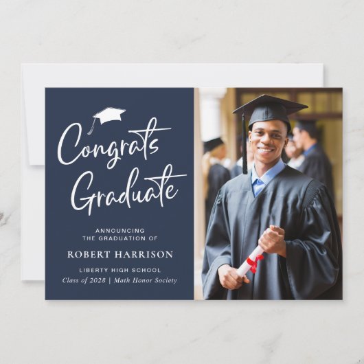 Gefeliciteerd Afstuderen het Blauwe Afstuderen van Aankondiging (Voorkant)