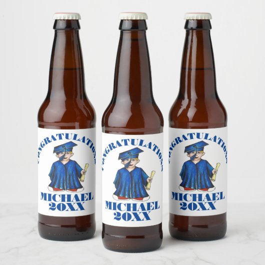 Gefeliciteerd Afstuderen jongen Afstuderen Pet Gow Bier Etiket (Flessen)