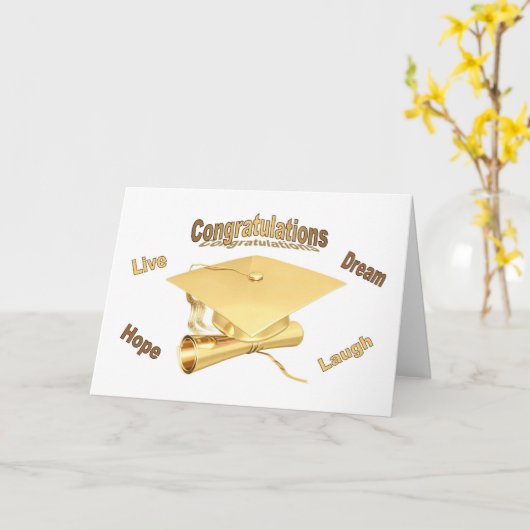 Gefeliciteerd Afstuderen Kaart gouden pet diploma (Gele Bloem)
