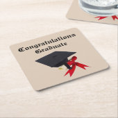 GEFELICITEERD AFSTUDEREN KARTONNEN ONDERZETTERS (Schuin)
