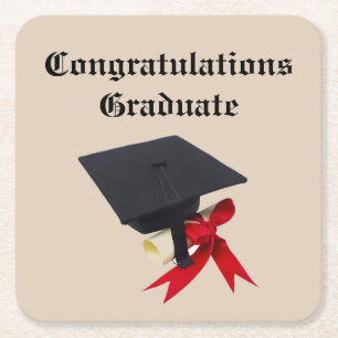 GEFELICITEERD AFSTUDEREN KARTONNEN ONDERZETTERS