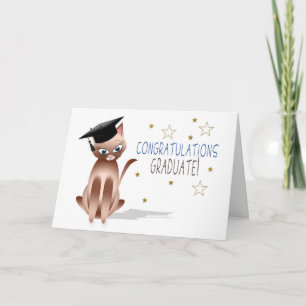 GEFELICITEERD - AFSTUDEREN- Kitty Cat - PET/STERRE Kaart