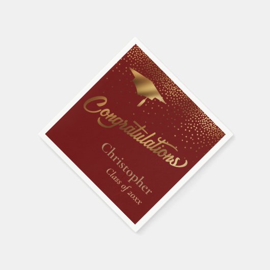 Gefeliciteerd Afstuderen, klasse Gold Burgundy Servet (Hoek)