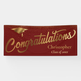 Gefeliciteerd Afstuderen, klasse Gold Burgundy Spandoek