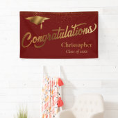 Gefeliciteerd Afstuderen, klasse Gold Burgundy Spandoek (Insitu)