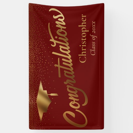 Gefeliciteerd Afstuderen, klasse Gold Burgundy Spandoek (Verticaal)