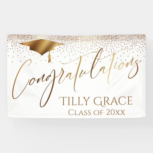Gefeliciteerd Afstuderen, klasse Gold Confetti Spandoek (Horizontaal)