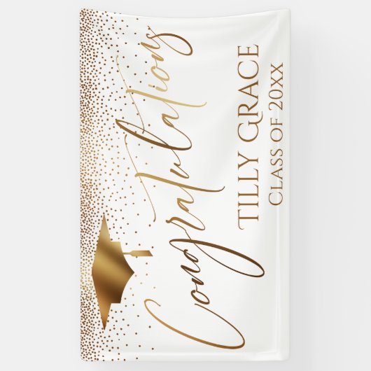 Gefeliciteerd Afstuderen, klasse Gold Confetti Spandoek (Verticaal)