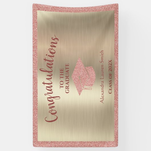 Gefeliciteerd, Afstuderen Klasse van 2022 Roze Gol Spandoek (Verticaal)