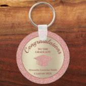 Gefeliciteerd Afstuderen Klasse van 2024 Pink Gold Sleutelhanger (Voorkant)