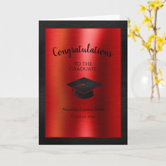 Gefeliciteerd Afstuderen Klasse van 2024 Rood Zwar Kaart (Gele Bloem)
