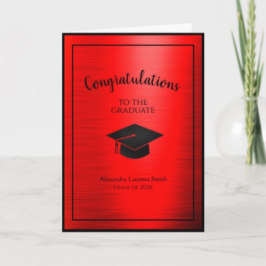 Gefeliciteerd Afstuderen Klasse van 2024 Rood Zwar Kaart (Voorkant)