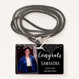 Gefeliciteerd Afstuderen klasse van één foto zwart Badge