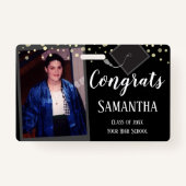 Gefeliciteerd Afstuderen klasse van één foto zwart Badge (Voorkant)