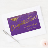 Gefeliciteerd Afstuderen Klasse van Goud op Paarse Rechthoekige Sticker (Envelop)