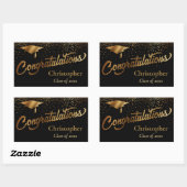 Gefeliciteerd Afstuderen Klasse van Goud op Zwart Rechthoekige Sticker (Vel)