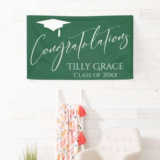 Gefeliciteerd Afstuderen Klasse van Leaf Green Spandoek (Insitu)