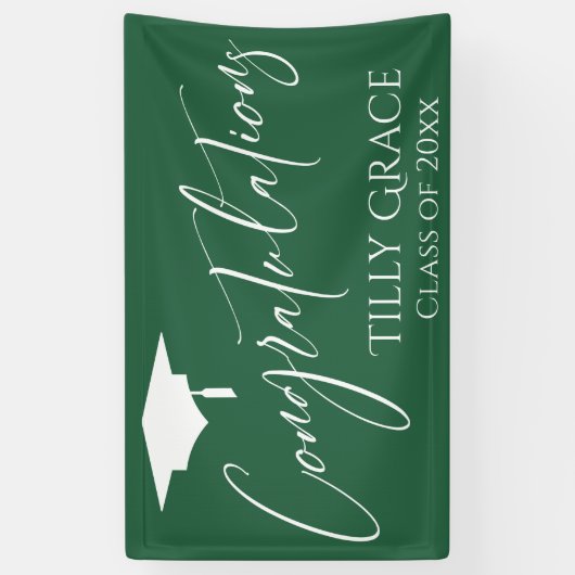 Gefeliciteerd Afstuderen Klasse van Leaf Green Spandoek (Verticaal)