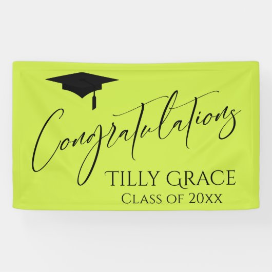 Gefeliciteerd Afstuderen Klasse van Lime Green Spandoek (Horizontaal)