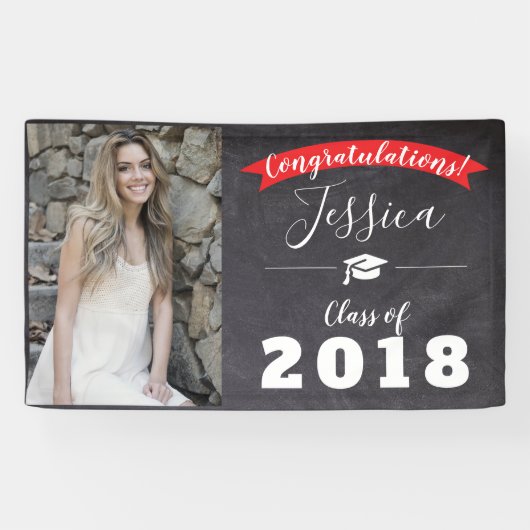 Gefeliciteerd Afstuderen klasse zwart/rode banner (Horizontaal)