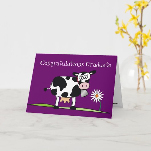 Gefeliciteerd Afstuderen-Koe Kaart (Gele Bloem)