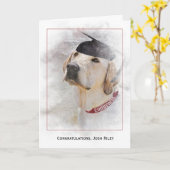 Gefeliciteerd afstuderen-Labrador Retriever Kaart (Gele Bloem)
