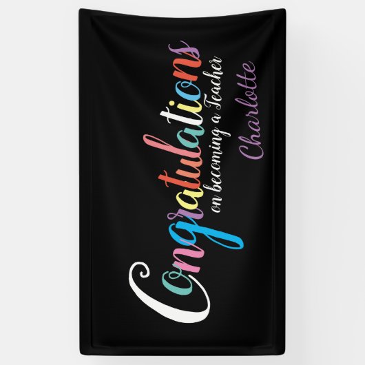 Gefeliciteerd afstuderen leraar spandoek (Verticaal)