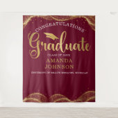 Gefeliciteerd Afstuderen Maroon Gold Afstuderen Wandkleed (Voorkant)
