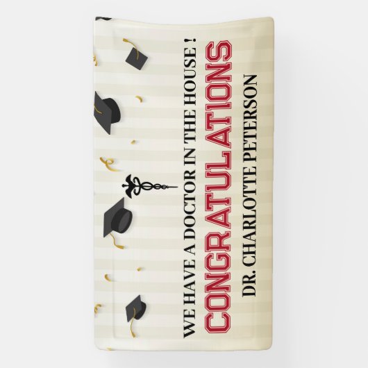 Gefeliciteerd Afstuderen Medische School Spandoek (Verticaal)
