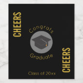 Gefeliciteerd Afstuderen met Black Afstudeerder Pe Wijn Etiket (Enkel label)