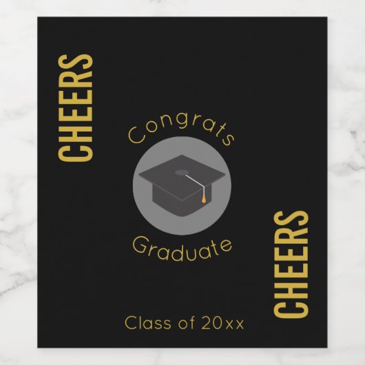 Gefeliciteerd Afstuderen met Black Afstudeerder Pe Wijn Etiket (Enkel label)