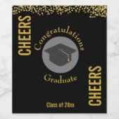 Gefeliciteerd Afstuderen met Black Pet Cheers Wijn Etiket (Enkel label)
