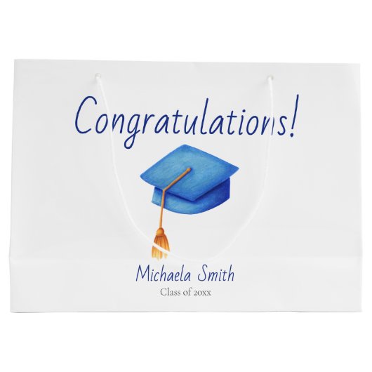 Gefeliciteerd Afstuderen met Cerulean Blue Pet Groot Cadeauzakje (Achterkant)