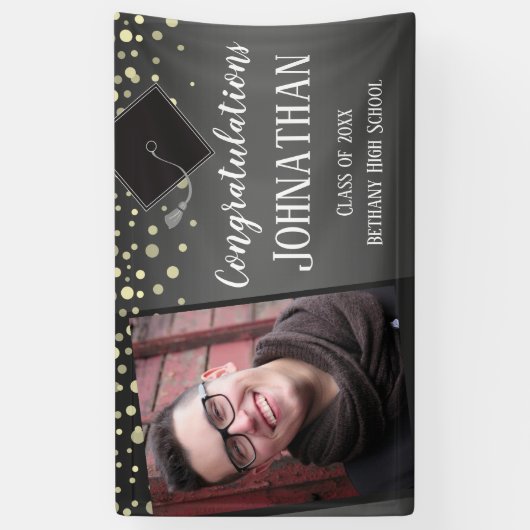 Gefeliciteerd Afstuderen met Confetti Foto Spandoek (Verticaal)