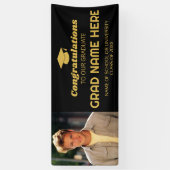 Gefeliciteerd Afstuderen met foto - Zwart Goud Spandoek (Verticaal)