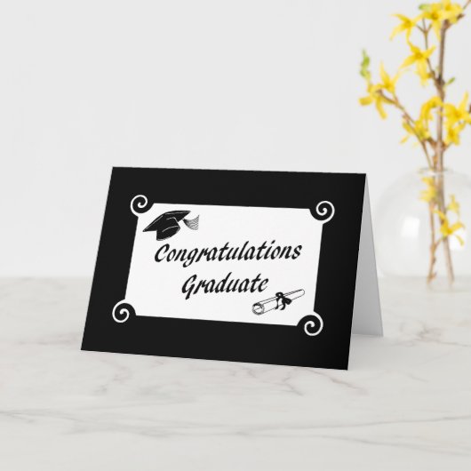 Gefeliciteerd Afstuderen met Pet en Diploma Kaart (Gele Bloem)