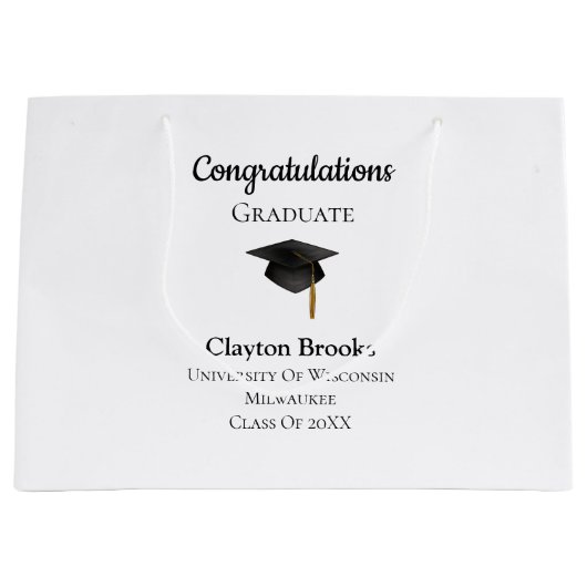 Gefeliciteerd Afstuderen met Pet Groot Cadeauzakje (Voorkant)
