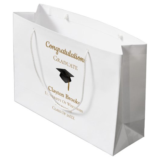 Gefeliciteerd Afstuderen met Pet Groot Cadeauzakje (Achterkant Gekanteld)